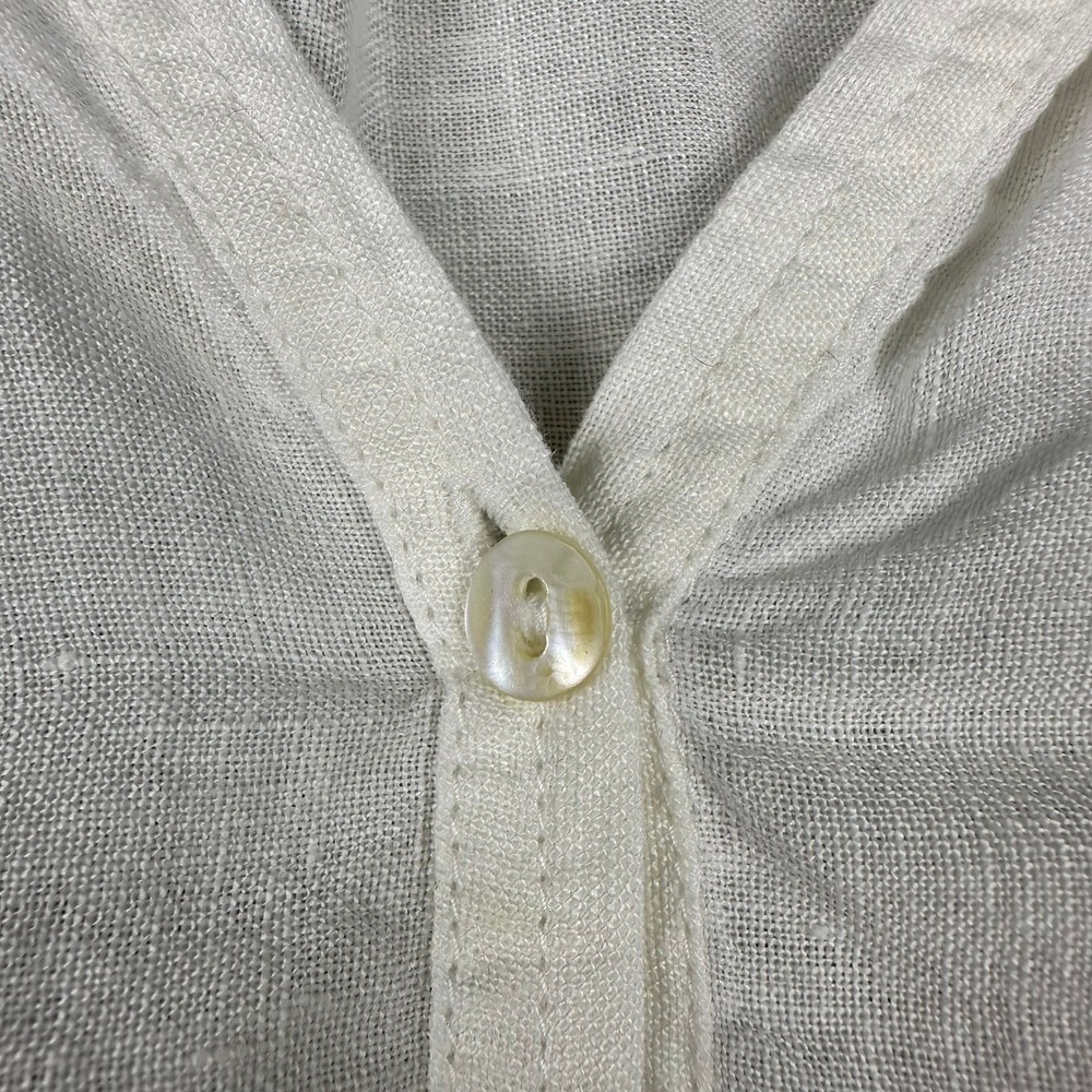 Gorgeous Chicos White 100% Linen Eyelet scalloped Bell Sleeve Tunic Top Sz 1 Med - Picture 4 of 16